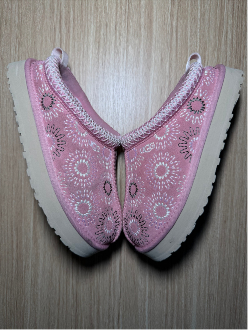 Super Cute Pink Embroidered UGG Tazz Platforms - Size 3